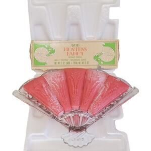 Vintage Avon Hostess Fancy Fan Soap Dish 5 Hostess Fragranced Soaps Glass Dish